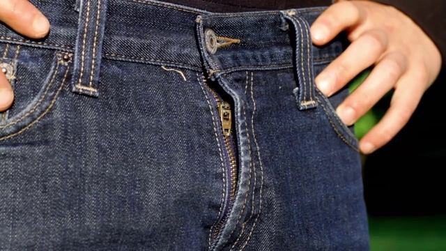 Video Reference: Denim, Jeans, Clothing, Pocket, Waist, Textile, Button, Trousers, Stitch, Zipper