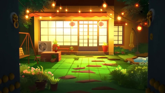 Video Reference: Lighting, House, Yard, Backyard, Home, Grass, Room, Building, Landscaping, Landscape