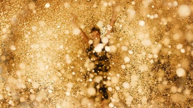 Video Reference: Glitter, Gold, Water, Macro photography, Embellishment, Pattern, Metal, Snowflake