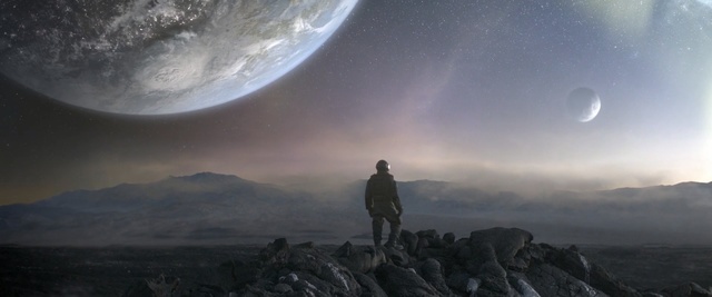 Video Reference: atmosphere, sky, moon, astronomical object, outer space, darkness, geological phenomenon, moonlight, earth, mountain, Person