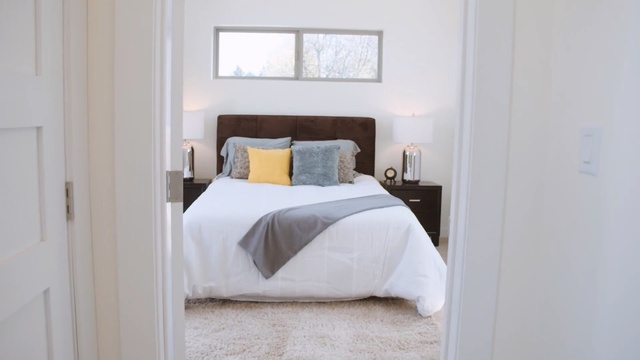 Video Reference: bedroom, room, property, home, bed frame, bed, real estate, floor, furniture, window