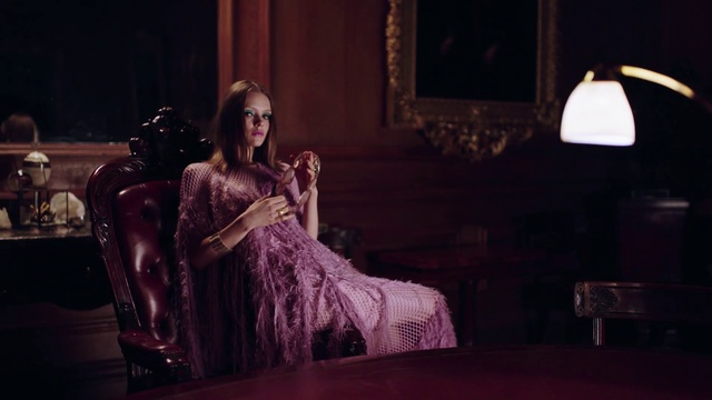 Video Reference: Purple, Dress, Beauty, Fashion, Pink, Room, Photography, Formal wear, Model, Fashion design, Person