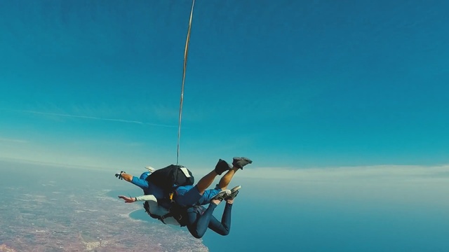 Video Reference: air sports, parachuting, extreme sport, sky, parachute, windsports, vacation, adventure, tandem skydiving, personal protective equipment