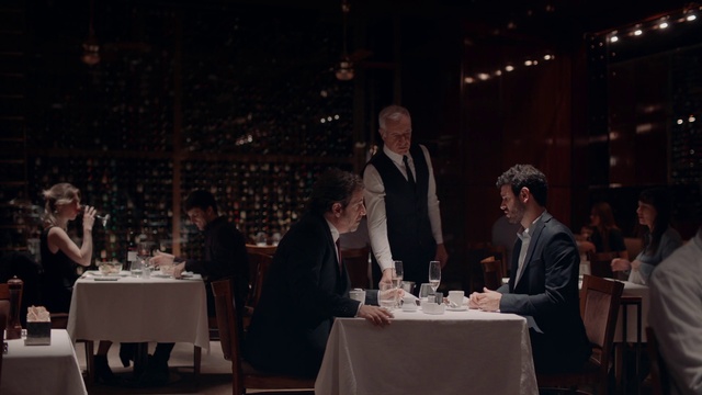 Video Reference: Event, Restaurant, Design, Rehearsal dinner, Table, Conversation, Function hall, Dinner, Suit, Meal