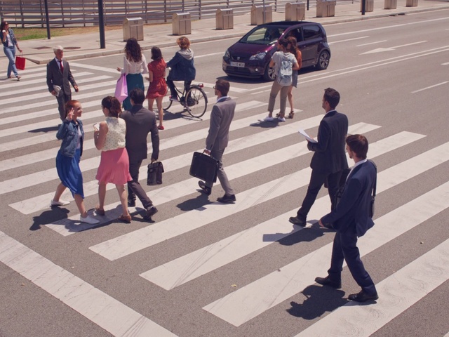 Video Reference: Pedestrian crossing, Zebra crossing, Pedestrian, Road, Street, Infrastructure, Public space, Intersection, Games, Line