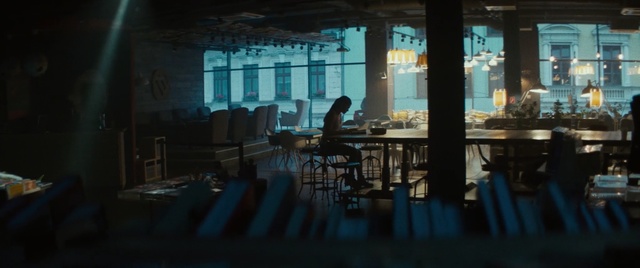 Video Reference: reflection, darkness, tourist attraction, glass, water, restaurant, night, Person