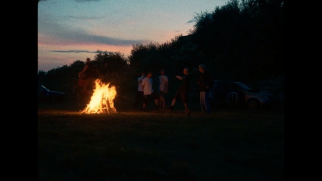 Video Reference: Fire, Flame, Heat, Bonfire, Sky, Campfire, Night, Atmosphere, Tree, Smoke, Person