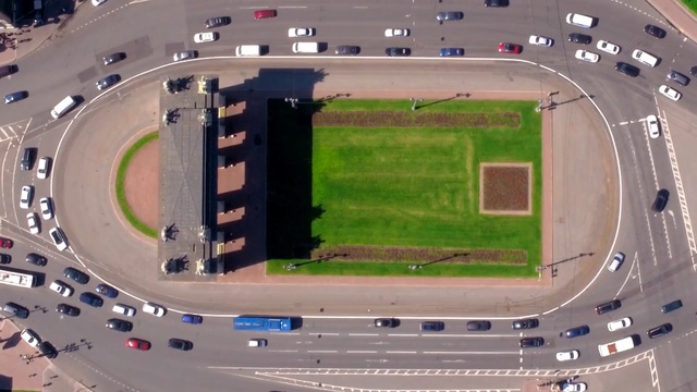 Video Reference: sport venue, structure, aerial photography, stadium, arena, bird's eye view, intersection, urban design