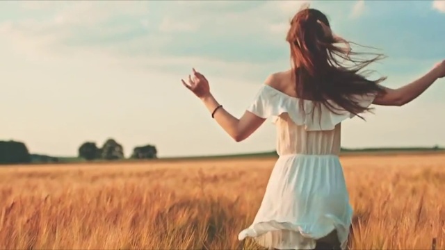 Video Reference: People in nature, Happy, Field, Grass family, Sky, Grassland, Summer, Long hair, Photography, Gesture