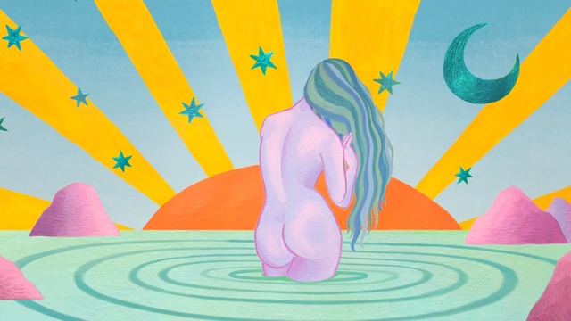 Video Reference: yellow, art, pink, illustration, design, graphic design, sky, line, computer wallpaper, graphics, Person