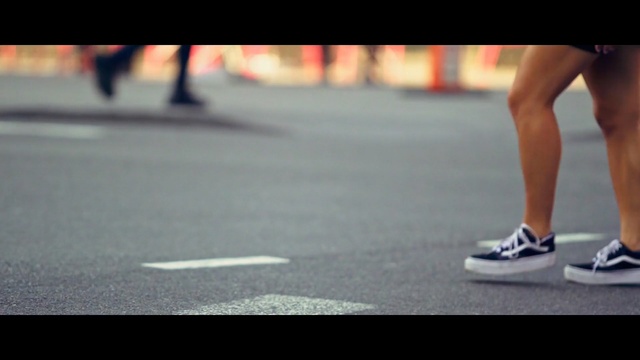 Video Reference: footwear, photograph, shoe, leg, human leg, hand, foot, photography, snapshot, asphalt, Person