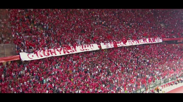 Video Reference: Red, Pink, Stadium, Sport venue, Text, Fan, Font, Crowd, Magenta, Audience