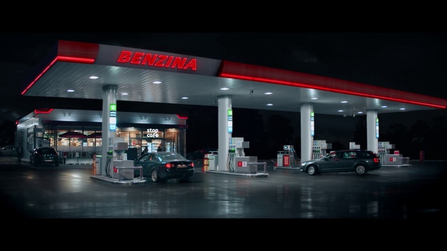 Video Reference: Filling station, Building, Gasoline, Fuel, Night, Business, Vehicle, Car, Gas