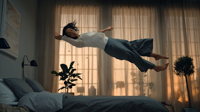 Video Reference: Bed, Leg, Room, Jumping, Furniture, Interior design