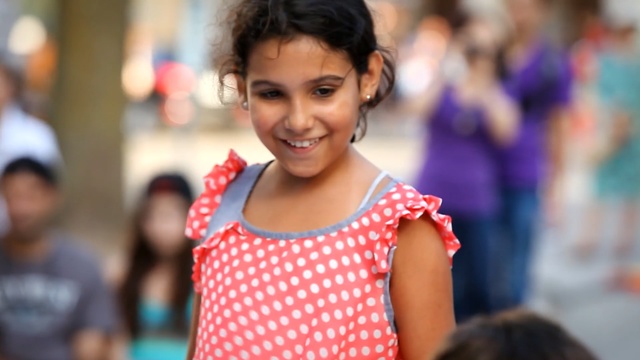 Video Reference: facial expression, child, girl, hairstyle, smile, fun, happiness, product, student, Person