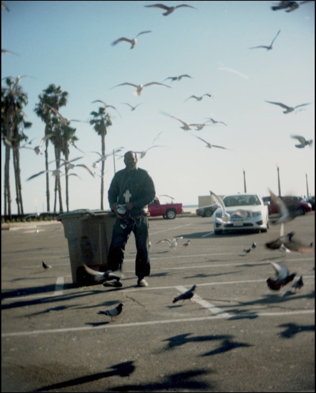 Video Reference: sky, water, car, vehicle, cloud, recreation, road, vacation, shadow, angle, Person