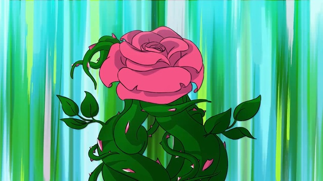 Video Reference: flower, green, red, plant, rose family, flowering plant, pink, cartoon, garden roses, fictional character, Person
