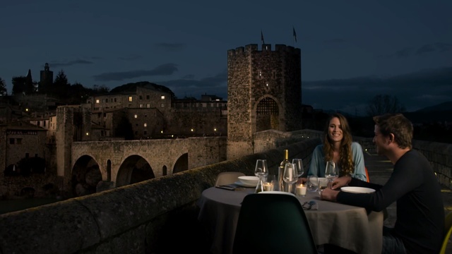 Video Reference: Sky, Night, Evening, Restaurant, Architecture, Photography, Tourism, City, Building, Castle