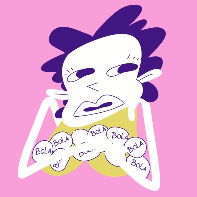 Video Reference: Cartoon, Violet, Illustration, Font, Fictional character, Sticker, Clip art, Art, Person