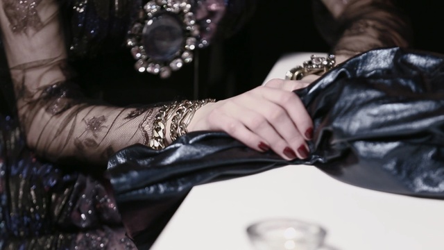 Video Reference: Fashion, Hand, Leather, Textile, Nail, Fashion accessory, Jacket, Photography, Dress, Haute couture
