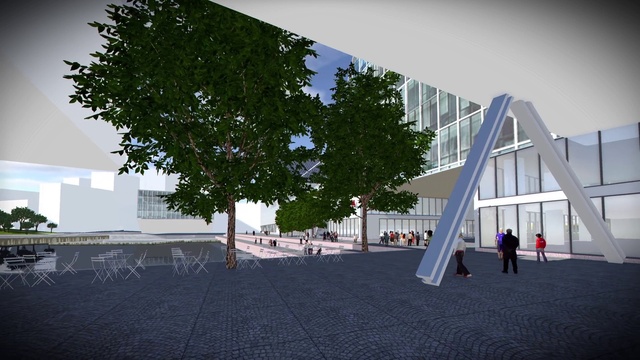 Video Reference: Architecture, Tree, Design, Building, Urban design, Material property, Facade, Headquarters, House, Plant