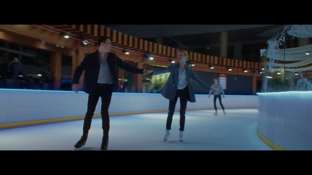 Video Reference: blue, day, fun, skating, mode of transport, ice skating, light, ice rink, snapshot, snow, Person