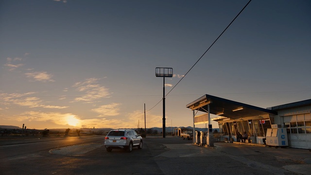 Video Reference: sky, cloud, road, car, residential area, town, evening, dusk, street light, morning