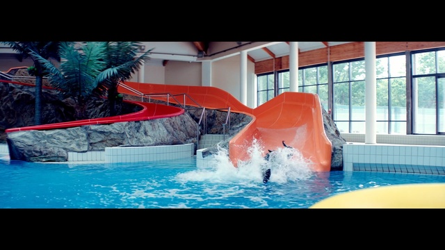Video Reference: Water, Water park, Swimming pool, Leisure centre, Leisure, Fun, Recreation, Amusement park, Sky, Park, Person