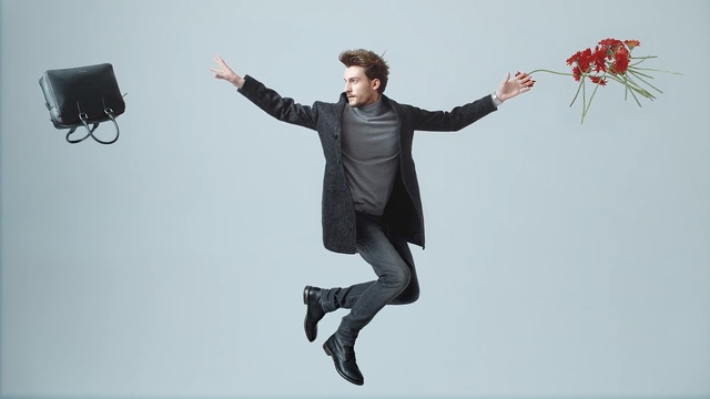 Video Reference: jumping, fun, happiness, dancer, joint, Person