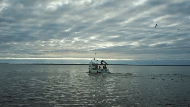 Video Reference: Sky, Water, Sea, Horizon, Ocean, Calm, Boat, Cloud, Waterway, Vehicle