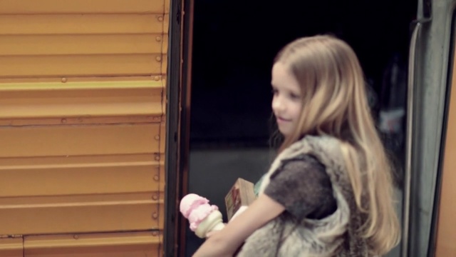 Video Reference: hair, human hair color, girl, blond, fur, textile, fun, long hair, window, smile, Person