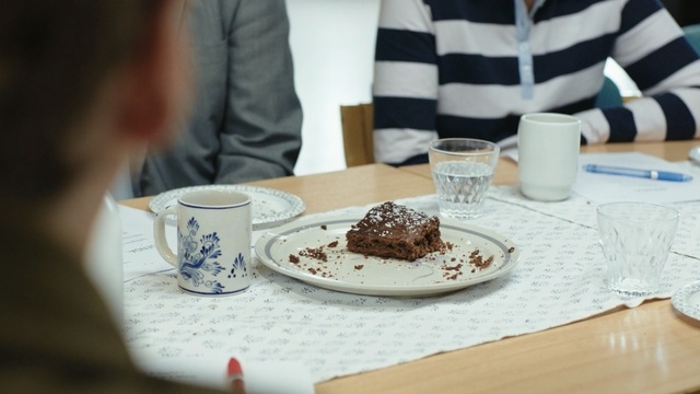 Video Reference: dessert, tableware, food, brunch, table, meal, chocolate, breakfast, drink, sweetness
