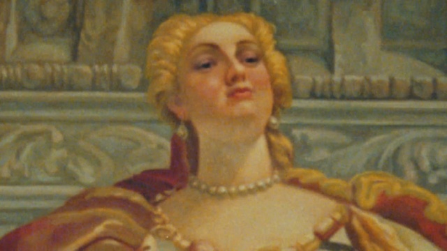 Video Reference: Lady, Head, Art, Portrait, Painting, Eye, Visual arts, Smile, Fictional character, Person