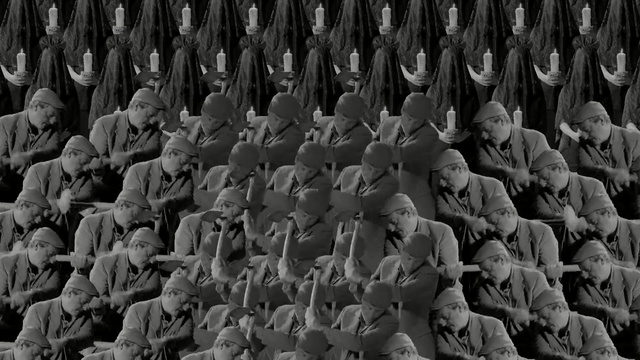 Video Reference: people, black, black and white, crowd, monochrome photography, audience, troop, monochrome, military