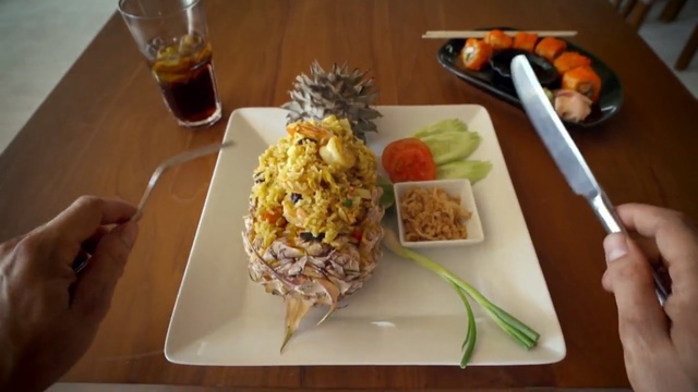 Video Reference: meal, dinner, lunch, food, plate, meat, cuisine, restaurant, pepper, delicious, dish, nutriment, gourmet