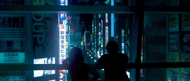 Video Reference: blue, technology, light, darkness, snapshot, night, lighting, electronic device, neon, display device, Person