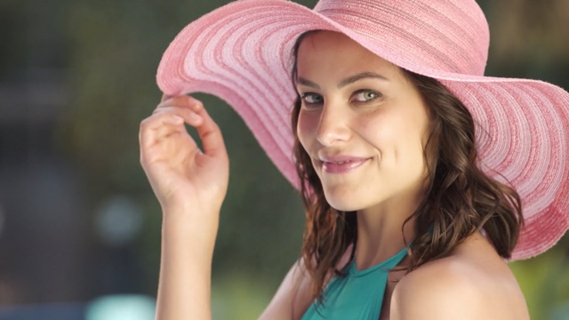 Video Reference: pink, skin, beauty, human hair color, sun hat, smile, headgear, girl, fashion accessory, hat, Person