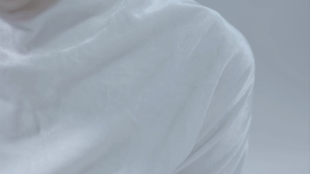 Video Reference: white, shoulder, sleeve, textile, neck, silk, transparency and translucency