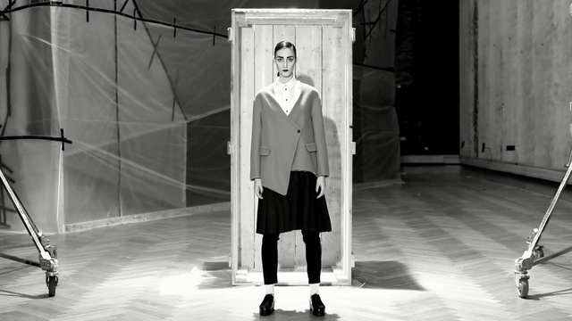 Video Reference: white, black, photograph, black and white, monochrome photography, photography, standing, runway, fashion, monochrome, Person