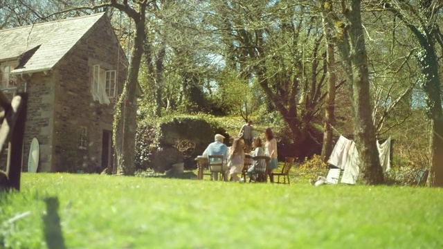 Video Reference: tree, grass, plant, woody plant, woodland, pasture, rural area, lawn, house, landscape, Person