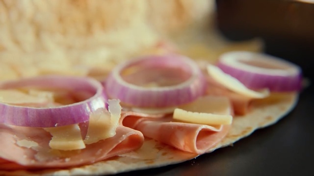 Video Reference: Food, Dish, Cuisine, Ingredient, Finger food, Ham, Junk food, Mortadella, Flatbread, Canapé
