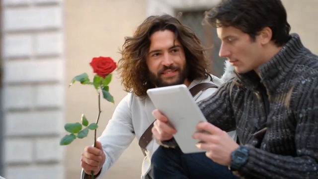Video Reference: Gadget, Electronic device, Technology, Conversation, Fun, Floral design, Plant, Photography, Smile, Person