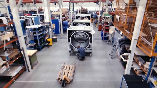 Video Reference: Motor vehicle, Vehicle, Factory, Machine, Industry, Automobile repair shop, Car, Floor, Wheel, Building, Person