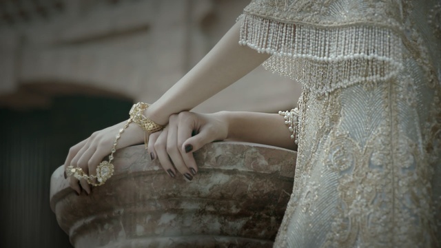 Video Reference: girl, hand, dress, jewellery, photo shoot, flower, bride, gown