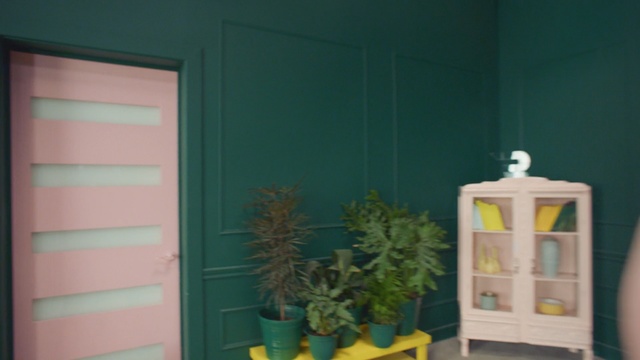 Video Reference: Green, Turquoise, Blue, Room, Aqua, Teal, Wall, Yellow, Pink, Door