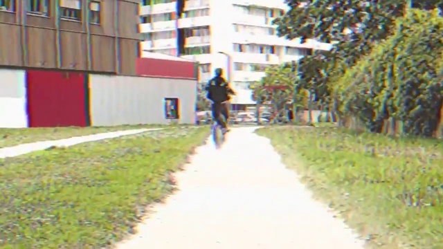 Video Reference: Public space, Road, Neighbourhood, Grass, Tree, Walkway, Leaf, Infrastructure, Sidewalk, Lane, Person