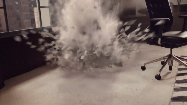 Video Reference: flooring, smoke, floor, glass, chair, Person