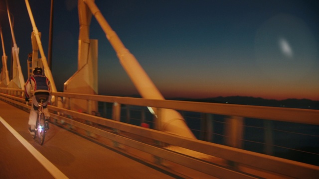 Video Reference: Fixed link, Cable-stayed bridge, Evening, Sky, Line, Deck, Bridge, Architecture, Wood, Night