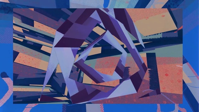 Video Reference: blue, art, design, pattern, line, graphic design, triangle, modern art, symmetry, illustration, Person