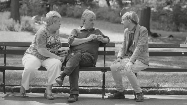 Video Reference: people, photograph, white, black, sitting, person, man, black and white, infrastructure, emotion